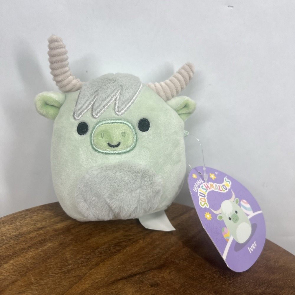 Squishmallow 4" Iver Longhorn Cow Mint Green Bovine Plush NWT